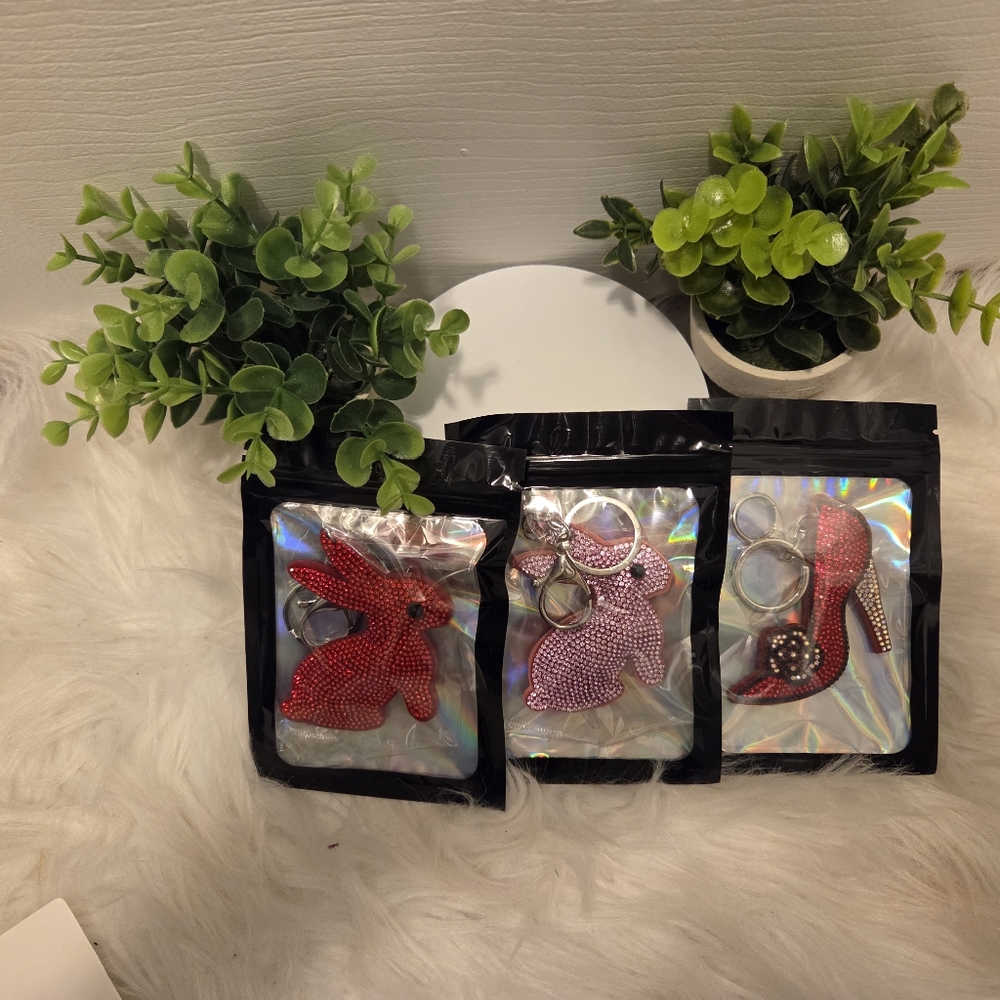 Crystal Bunny and Shoe Keychains PICK 1